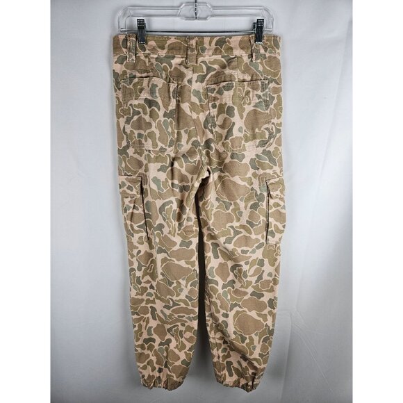 J. Crew Womens Camo Cargo Pants Size 28 Green Beige Cinched Hem Gorpcore Granola - Picture 2 of 12